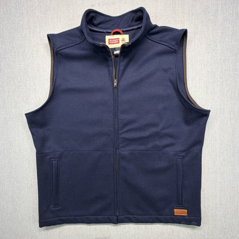 Stormy Kromer Mercantile Mens Wool Vest XL Navy Blue Full Zip Made in USA